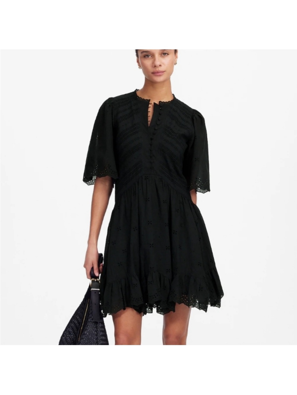 Madewell Eyelet Flutter-Sleeve Dress